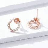925 Sterling Silver Stud Earrings for Women Rose Gold Color 925 Sterling Silver CZ Round Ear Stud Wedding Statement Jewelry