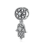 S925 sterling silver beads zircon fatima bracelet bead chain pendant jewelry accessories