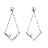 Geometric Earrings Drop Chain Triangle Shape Silver Fashionable Earrings