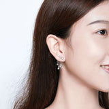 Stars Taseel Long Earrings for Women Weddding Statement Jewelry Authentic 925 Sterling Silver Fashion Jewlery