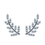 S925 sterling silver earrings female Korean creative leaf diamond rose gold white gold leaf earrings