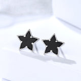 925 Silver Earrings Female Korean Creative Pentagram Inlaid Zircon Ear Studs