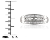 14k White Gold Princess-cut & Rectangle Diamond For Natural Wedding Band Ring (1/2 cttw, I-J, I1-I2)