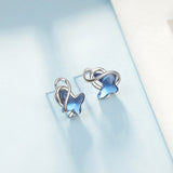 Crystal  Butterfly Earrings Blue Butterfly Shape Gemstone Jewelry Stud Earrings