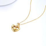 18K Gold Fashion Exquisite Double Love Hollow Necklace