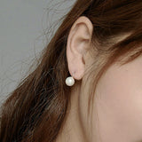 925 Sterling Silver Simple Shell Beads Stud Earrings for Women  Fashion Jewelry
