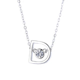 D-shaped diamond letter necklace