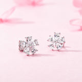 S925 Silver Zircon flower stud earrings wholesale earrings Korean Fashion