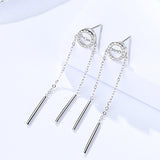 S925 sterling silver circle earrings female elegant temperament long fringed micro-inlaid zircon earrings