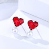 925 Sterling Silver Earrings Sweet Heart-shaped Earrings Simple Bead Jewelry