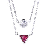 double round triangle inlaid zircon necklace