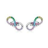 925 Sterling Silver Colorful Infinite Love Stud Earrings Precious Jewelry For Women
