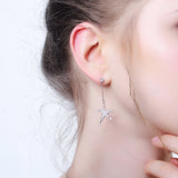 S925 Sterling Silver Asymmetric Earrings Star Zirconia Stud Earrings