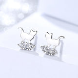 S925 sterling silver earrings simple fashion cat earrings cute animal female jewelry
