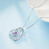Always My Sister Forever My Friends Engraved Necklace Heart Purple Zirconia Necklace