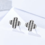 S925 sterling silver jewelry female Korean simple temperament micro inlaid earrings clover earrings