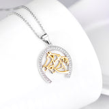Double Gold Horses And Cz Circle 925 Sterling Silver For Wholesale
