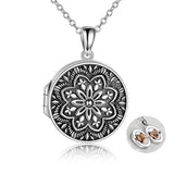 Mandala Flower Locket Necklace That Holds Pictures for Women Sterling Silver Flower of Life Necklace Memorial Jewelry for Mom
