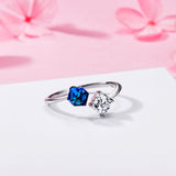 S925 Sterling Silver Changing Crystal Open Fashion Ring