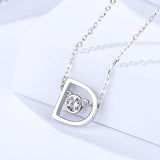 S925 sterling silver jewelry women's simple wild D-shaped diamond letter necklace
