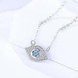 S925 sterling silver blue eye necklace female zircon micro inlay devil eye set chain clavicle chain