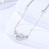 S925 sterling silver women's simple temperament versatile diamond necklace round necklace