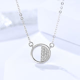 S925 sterling silver jewelry women's trendy fashion wild micro diamond geometric round necklace