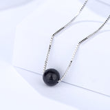 S925 Sterling Silver Purple Sandstone Necklace Women's Simple Temperament Round Bead Clavicle Chain