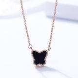 S925 sterling silver new necklace simple fashion atmospheric butterfly agate necklace