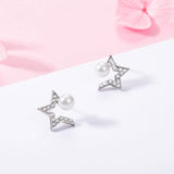 S925 Sterling Silver Star Pearl Stud Earrings Korean Wholesale Jewelry