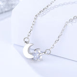 S925 Sterling Silver Korean Fashion Necklace star and moon All-in-one Exquisite Micro Inlaid Zircon Wild Ornament Wholesale