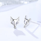 S925 Sterling Silver Jewelry Creative Animal Small Fox Earrings Female Zircon Earrings