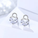 S925 Sterling Silver Earrings Romantic Heart-shaped Earrings Simple Love Lock Made