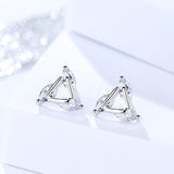 925 sterling silver female Korean creative fashion triangle inlaid zircon earrings