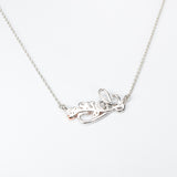Fashion CZ Necklace Love Engraved Heart Silver Jewelry