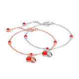 S925 Sterling Silver Little Red Heart Epoxy Bracelet