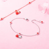 S925 Sterling Silver Little Red Heart Epoxy Bracelet