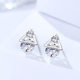 S925 Sterling Silver Jewelry Geometric Triangle Zircon Earrings Female Temperament Diamond Earrings