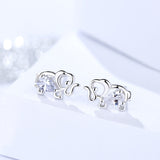 S925 silver female Korean creative fashion elephant inlaid zircon earrings