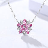 S925 sterling silver clavicle chain cherry blossom necklace female Korean pendant