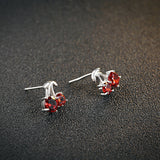 S925 Sterling Silver Jewelry Pomegranate Red Fruit Sweet Cherry Earrings Female Accessories Creative Earrings