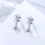 S925 Sterling Silver Earrings Pentagram Zircon Earrings Trend Female Accessories