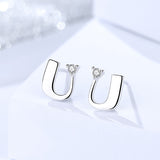 925 sterling silver accessories simple geometric earrings u-shaped fashion zircon