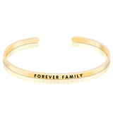 Message Engraved Bangle Opening Forever Family Silver Bangle