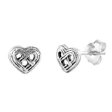 Silver  Heart  Stud Earrings