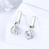 S925 sterling silver earrings simple bar studded zircon geometric earrings female spot jewelry