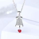 S925 sterling silver new simple fashion cross chain love bell inlaid zircon necklace