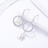 S925 sterling silver fashion original personality atmosphere inlaid zircon color separation earrings