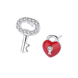 key lock asymmetric earrings