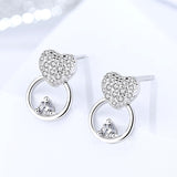 S925 Sterling Silver Earrings Female Personality Creative Heart-Shaped Earrings Fashion Inlaid Zircon